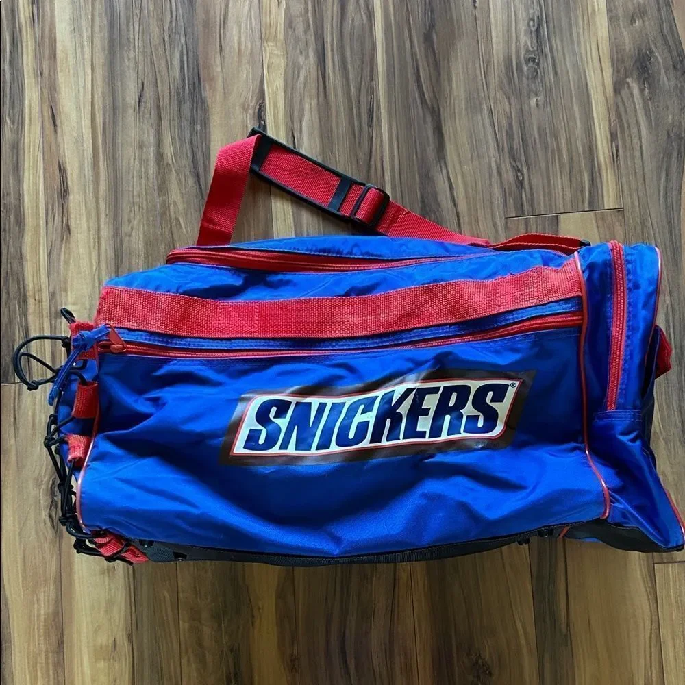 Snickers Blue and Red Duffel Bag